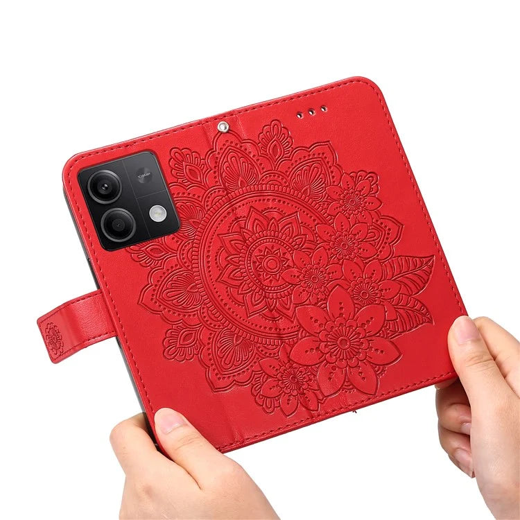 For Xiaomi Redmi Note 13 5G Case Leather Wallet Stand Cover, Blossoming Flower Printing