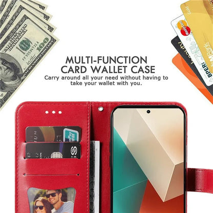 For Xiaomi Redmi Note 13 5G Case Leather Wallet Stand Cover, Blossoming Flower Printing