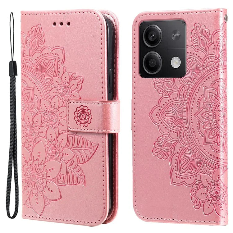 For Xiaomi Redmi Note 13 5G Case Leather Wallet Stand Cover, Blossoming Flower Printing