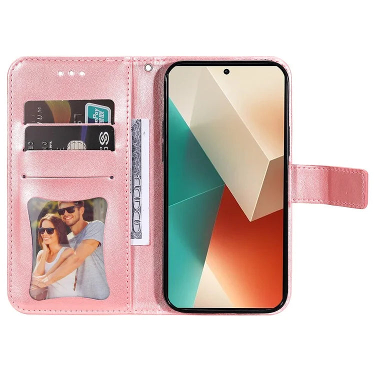 For Xiaomi Redmi Note 13 5G Case Leather Wallet Stand Cover, Blossoming Flower Printing