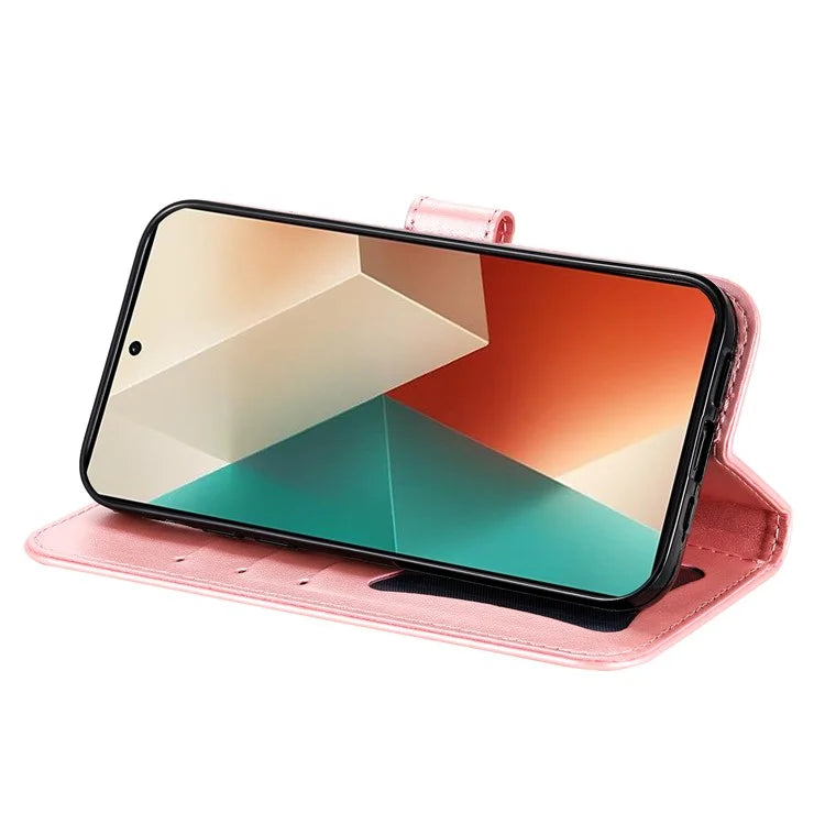 For Xiaomi Redmi Note 13 5G Case Leather Wallet Stand Cover, Blossoming Flower Printing