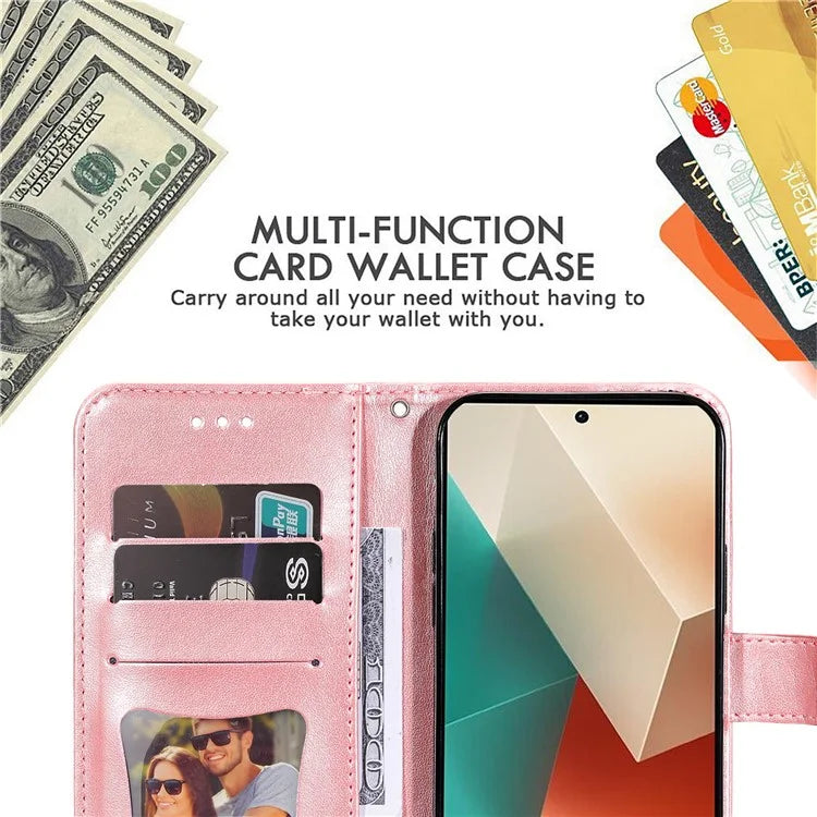 For Xiaomi Redmi Note 13 5G Case Leather Wallet Stand Cover, Blossoming Flower Printing