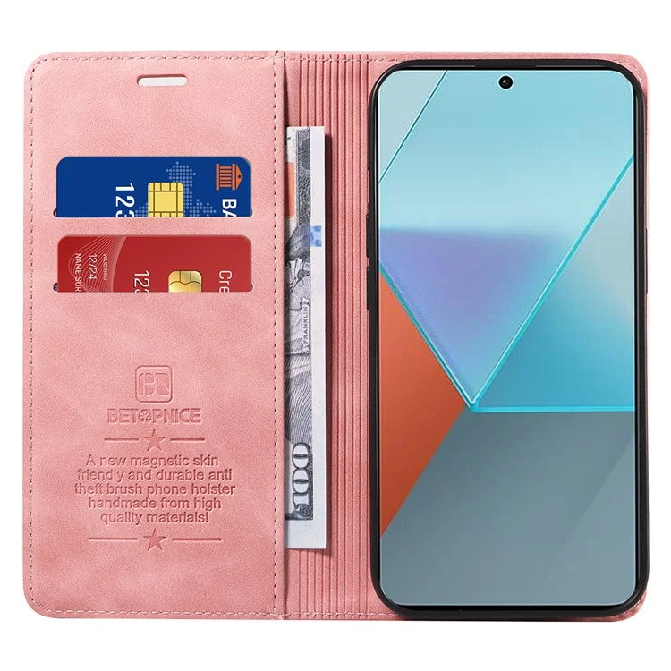 BETOPNICE 003 for Xiaomi Redmi Note 13 Pro 5G Case RFID Blocking Leather Cover with Card Holder