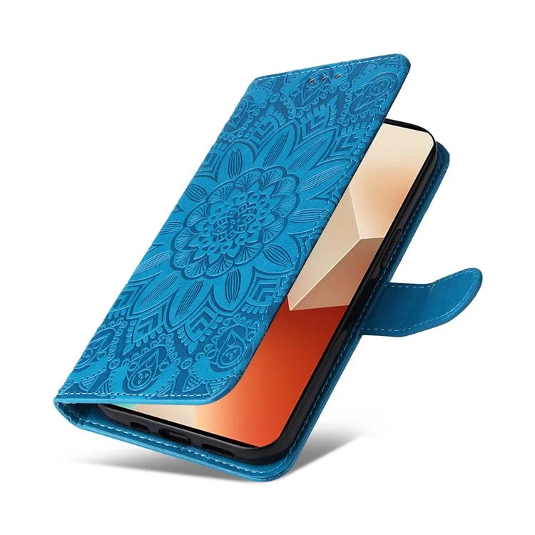 For Xiaomi Redmi Note 13 5G Case Sunflower Pattern Leather Phone Wallet Stand Cover