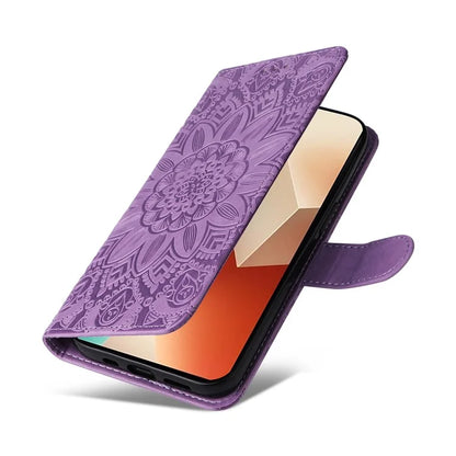 For Xiaomi Redmi Note 13 5G Case Sunflower Pattern Leather Phone Wallet Stand Cover