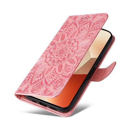 For Xiaomi Redmi Note 13 5G Case Sunflower Pattern Leather Phone Wallet Stand Cover