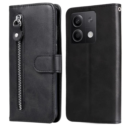 For Xiaomi Redmi Note 13 5G Leather Case Zipper Wallet Calf Texture Phone Stand Cover