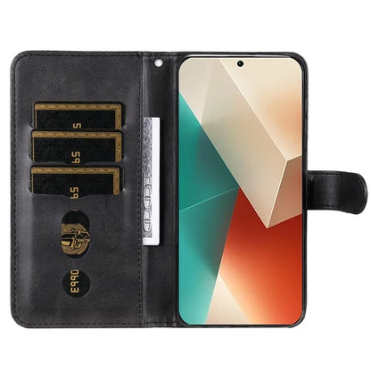 For Xiaomi Redmi Note 13 5G Leather Case Zipper Wallet Calf Texture Phone Stand Cover