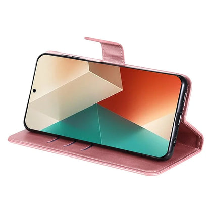 For Xiaomi Redmi Note 13 5G Leather Case Zipper Wallet Calf Texture Phone Stand Cover