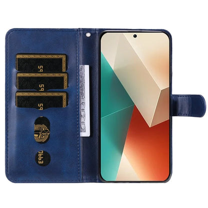 For Xiaomi Redmi Note 13 5G Leather Case Zipper Wallet Calf Texture Phone Stand Cover