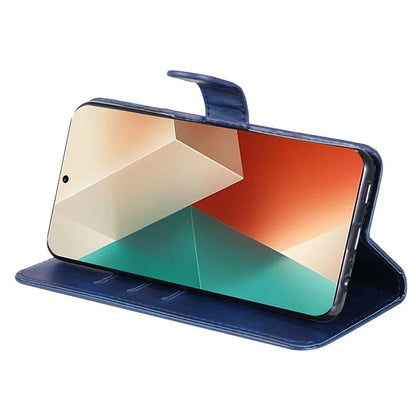 For Xiaomi Redmi Note 13 5G Leather Case Zipper Wallet Calf Texture Phone Stand Cover