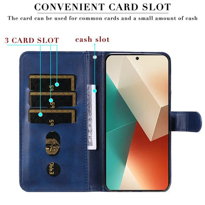 For Xiaomi Redmi Note 13 5G Leather Case Zipper Wallet Calf Texture Phone Stand Cover