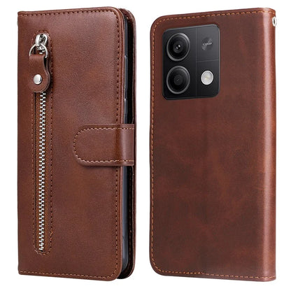 For Xiaomi Redmi Note 13 5G Leather Case Zipper Wallet Calf Texture Phone Stand Cover