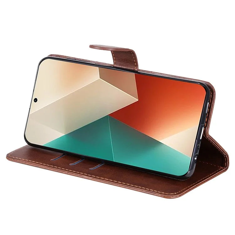 For Xiaomi Redmi Note 13 5G Leather Case Zipper Wallet Calf Texture Phone Stand Cover