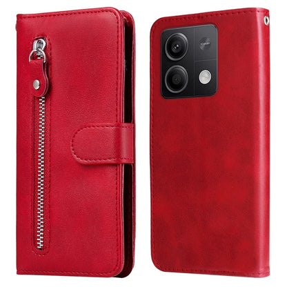 For Xiaomi Redmi Note 13 5G Leather Case Zipper Wallet Calf Texture Phone Stand Cover