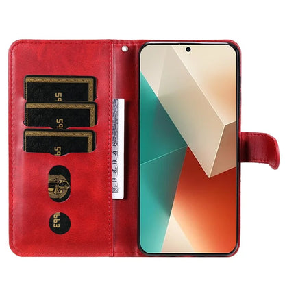 For Xiaomi Redmi Note 13 5G Leather Case Zipper Wallet Calf Texture Phone Stand Cover