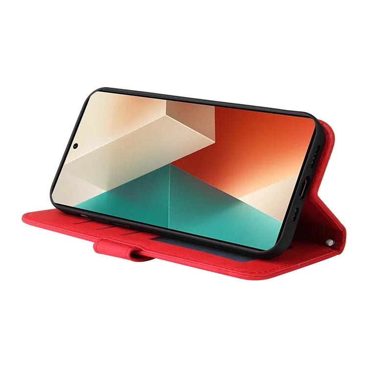 For Xiaomi Redmi Note 13 5G Case Skin-Feel Leather Phone Wallet Stand Cover
