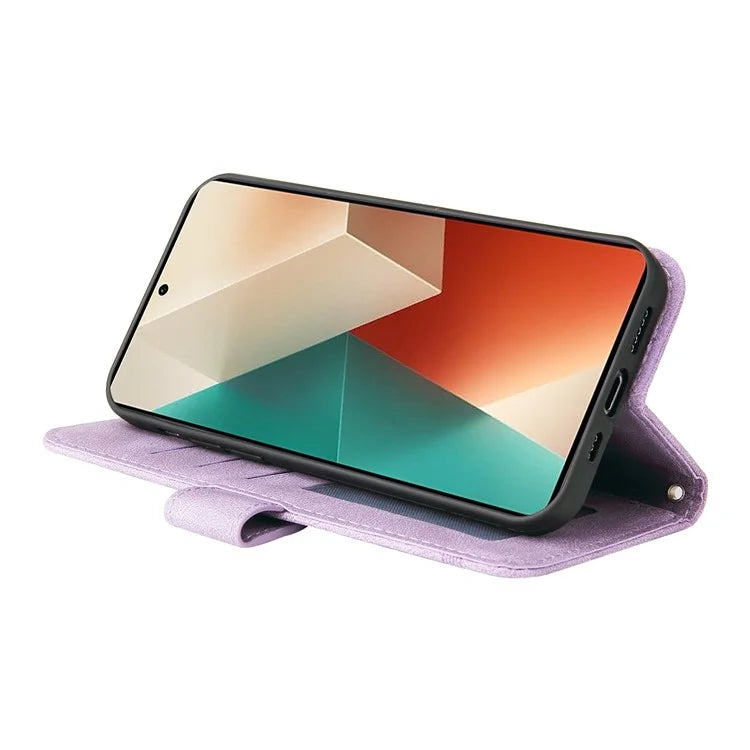 For Xiaomi Redmi Note 13 5G Case Skin-Feel Leather Phone Wallet Stand Cover