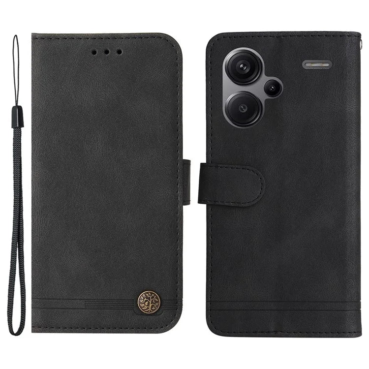 For Xiaomi Redmi Note 13 Pro+ 5G Wallet Case Skin-touch Leather Phone Cover with Strap