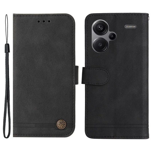 For Xiaomi Redmi Note 13 Pro+ 5G Wallet Case Skin-touch Leather Phone Cover with Strap