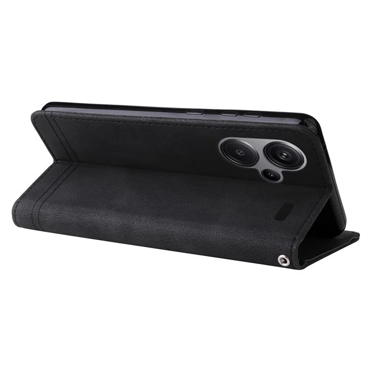 For Xiaomi Redmi Note 13 Pro+ 5G Wallet Case Skin-touch Leather Phone Cover with Strap