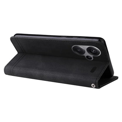 For Xiaomi Redmi Note 13 Pro+ 5G Wallet Case Skin-touch Leather Phone Cover with Strap