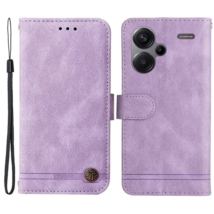 For Xiaomi Redmi Note 13 Pro+ 5G Wallet Case Skin-touch Leather Phone Cover with Strap
