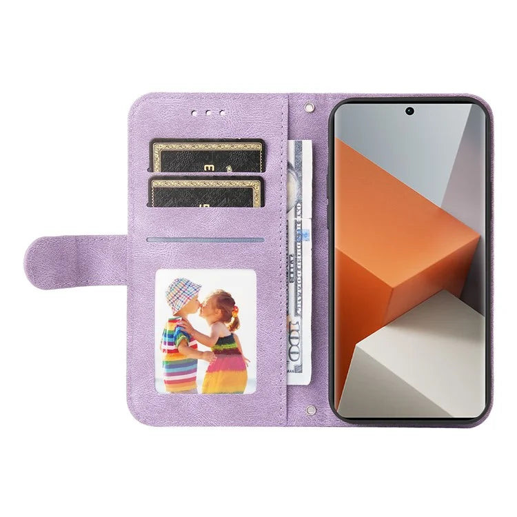 For Xiaomi Redmi Note 13 Pro+ 5G Wallet Case Skin-touch Leather Phone Cover with Strap