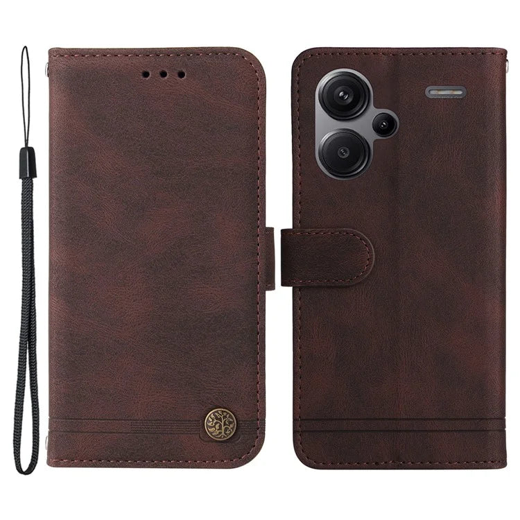 For Xiaomi Redmi Note 13 Pro+ 5G Wallet Case Skin-touch Leather Phone Cover with Strap