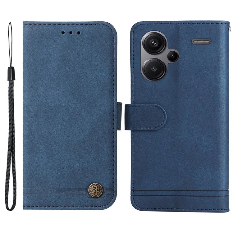For Xiaomi Redmi Note 13 Pro+ 5G Wallet Case Skin-touch Leather Phone Cover with Strap