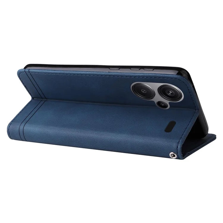 For Xiaomi Redmi Note 13 Pro+ 5G Wallet Case Skin-touch Leather Phone Cover with Strap