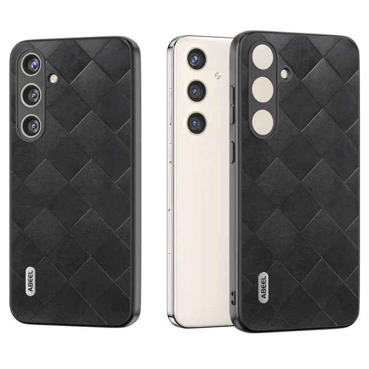 ABEEL For Samsung Galaxy S24+ Grid Texture Case PU Leather+TPU+PC Phone Cover
