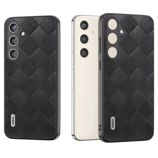 ABEEL For Samsung Galaxy S24+ Grid Texture Case PU Leather+TPU+PC Phone Cover