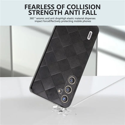 ABEEL For Samsung Galaxy S24+ Grid Texture Case PU Leather+TPU+PC Phone Cover