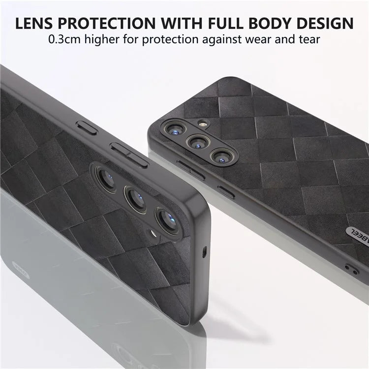 ABEEL For Samsung Galaxy S24+ Grid Texture Case PU Leather+TPU+PC Phone Cover