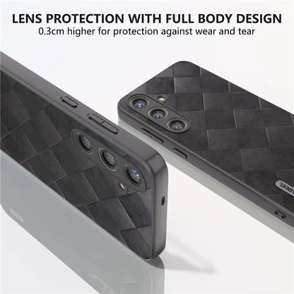ABEEL For Samsung Galaxy S24+ Grid Texture Case PU Leather+TPU+PC Phone Cover