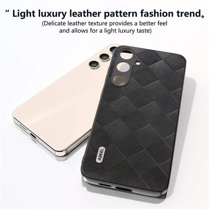 ABEEL For Samsung Galaxy S24+ Grid Texture Case PU Leather+TPU+PC Phone Cover