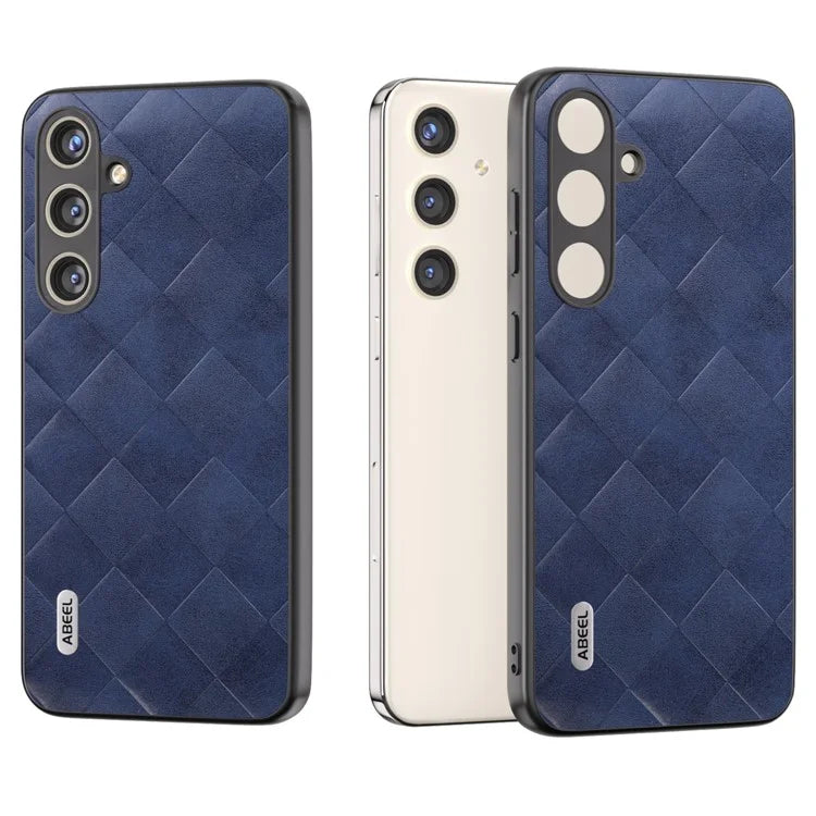 ABEEL For Samsung Galaxy S24+ Grid Texture Case PU Leather+TPU+PC Phone Cover