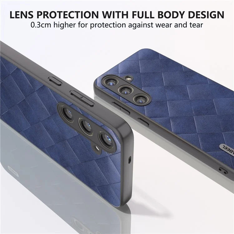 ABEEL For Samsung Galaxy S24+ Grid Texture Case PU Leather+TPU+PC Phone Cover