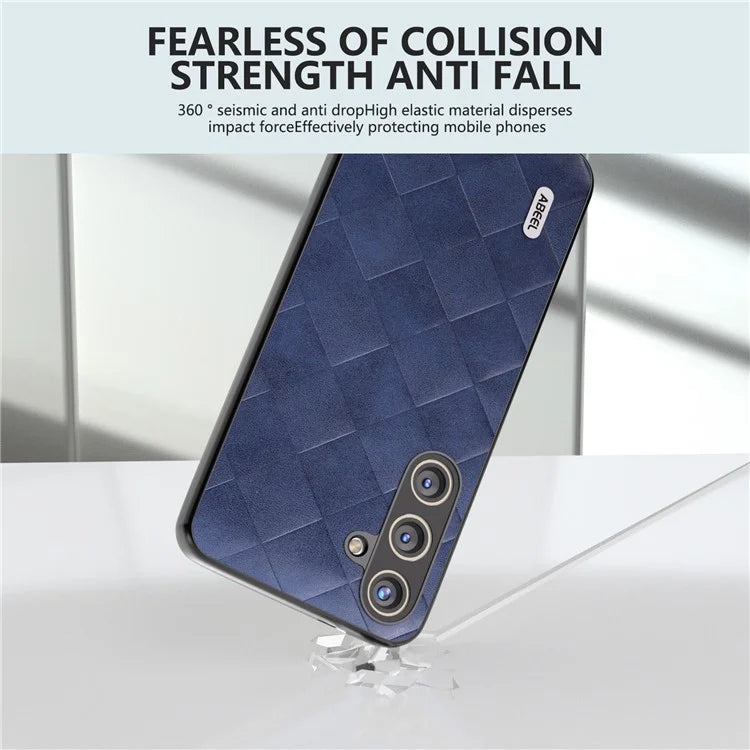 ABEEL For Samsung Galaxy S24+ Grid Texture Case PU Leather+TPU+PC Phone Cover