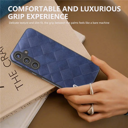 ABEEL For Samsung Galaxy S24+ Grid Texture Case PU Leather+TPU+PC Phone Cover