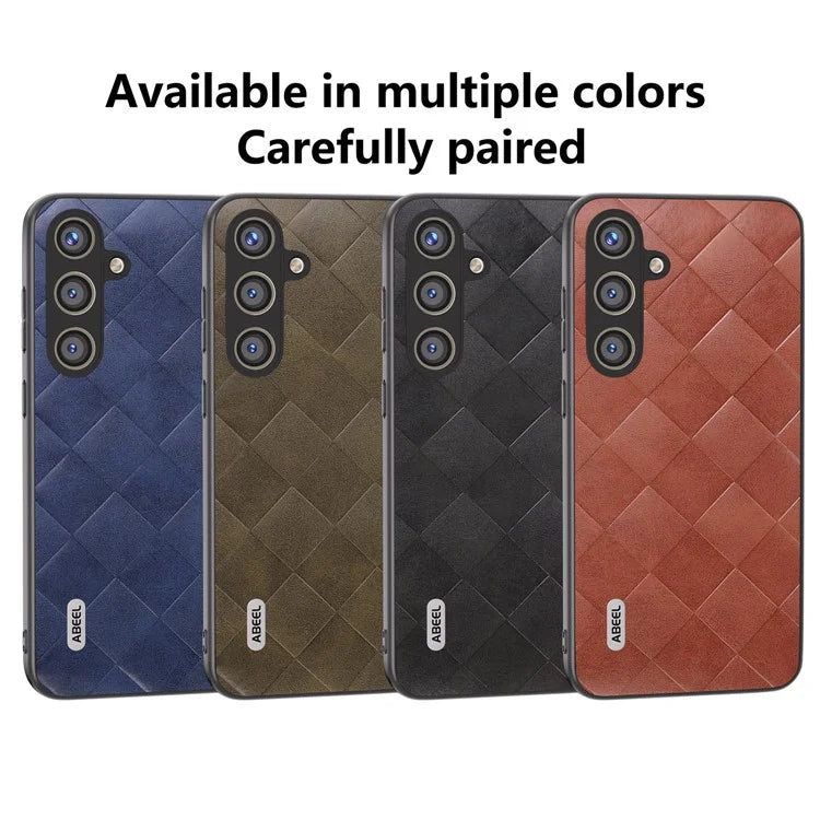 ABEEL For Samsung Galaxy S24+ Grid Texture Case PU Leather+TPU+PC Phone Cover