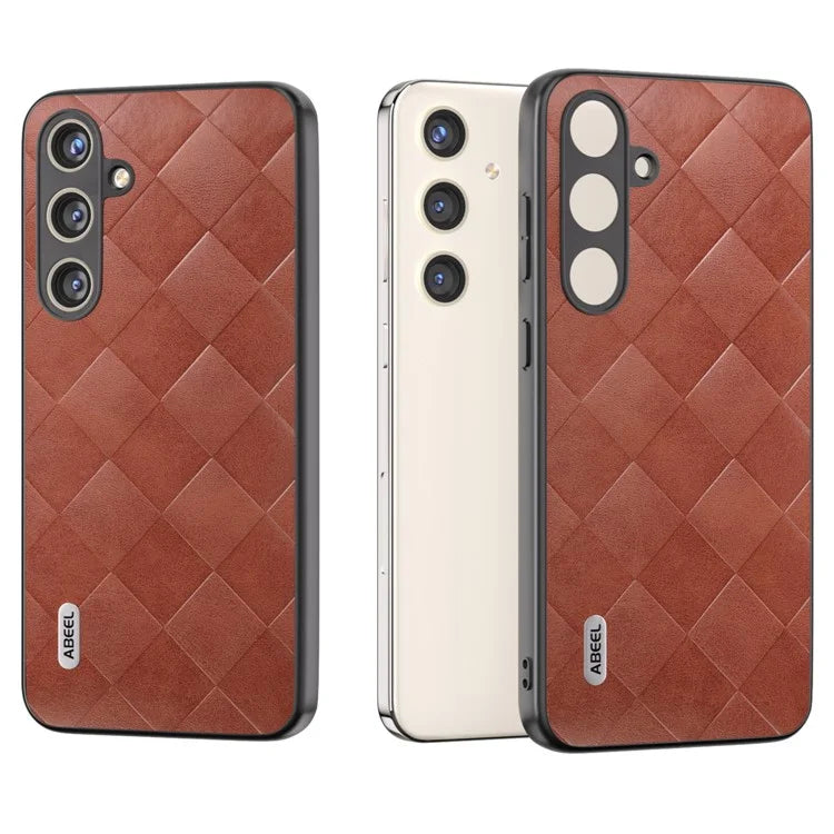 ABEEL For Samsung Galaxy S24+ Grid Texture Case PU Leather+TPU+PC Phone Cover