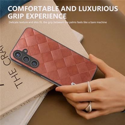 ABEEL For Samsung Galaxy S24+ Grid Texture Case PU Leather+TPU+PC Phone Cover