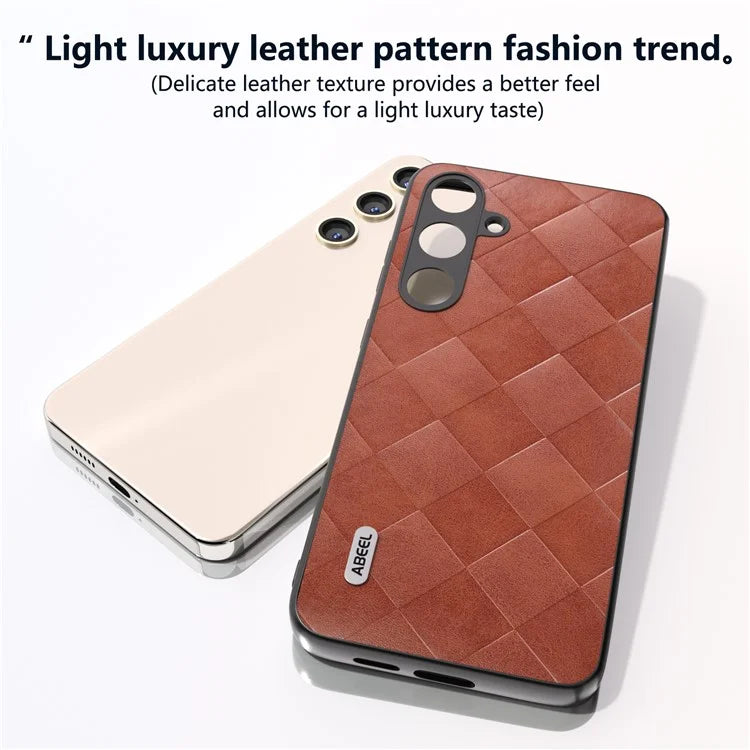 ABEEL For Samsung Galaxy S24+ Grid Texture Case PU Leather+TPU+PC Phone Cover