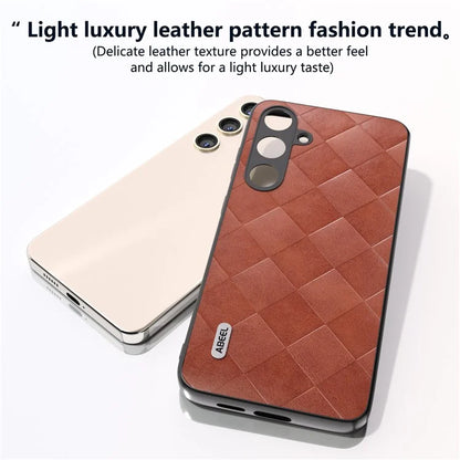 ABEEL For Samsung Galaxy S24+ Grid Texture Case PU Leather+TPU+PC Phone Cover