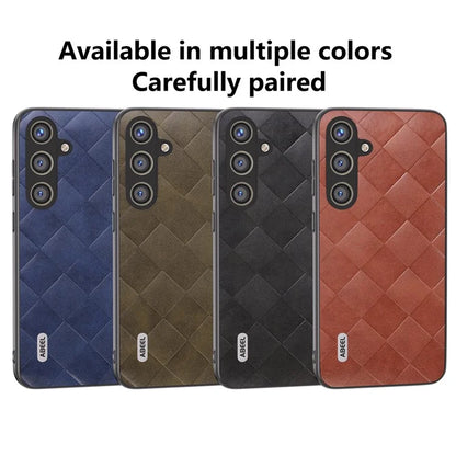 ABEEL For Samsung Galaxy S24+ Grid Texture Case PU Leather+TPU+PC Phone Cover
