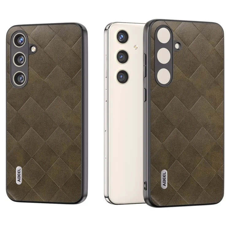 ABEEL For Samsung Galaxy S24+ Grid Texture Case PU Leather+TPU+PC Phone Cover