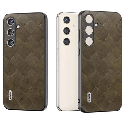 ABEEL For Samsung Galaxy S24+ Grid Texture Case PU Leather+TPU+PC Phone Cover