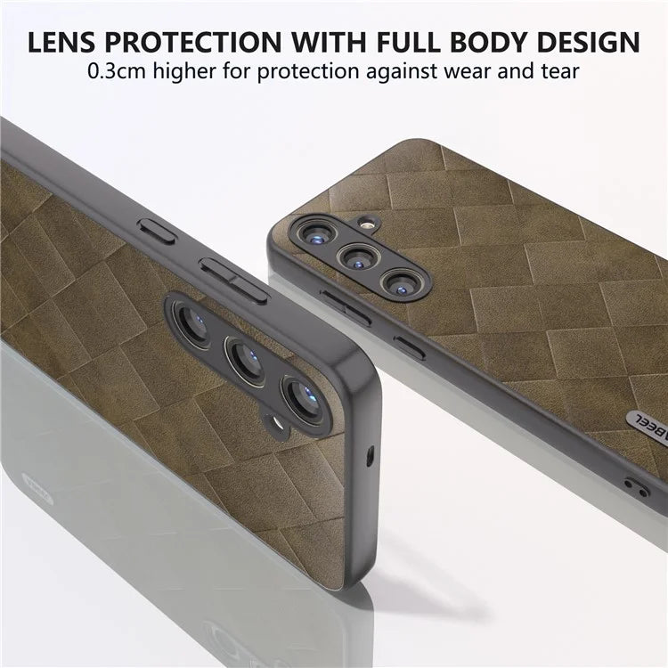 ABEEL For Samsung Galaxy S24+ Grid Texture Case PU Leather+TPU+PC Phone Cover